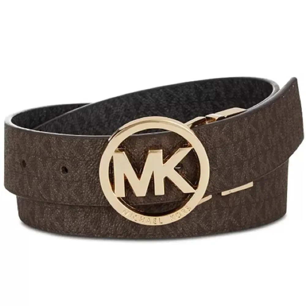 MICHAEL Michael Kors Reversible Logo with Logo Buckle Genuine Leather Belt